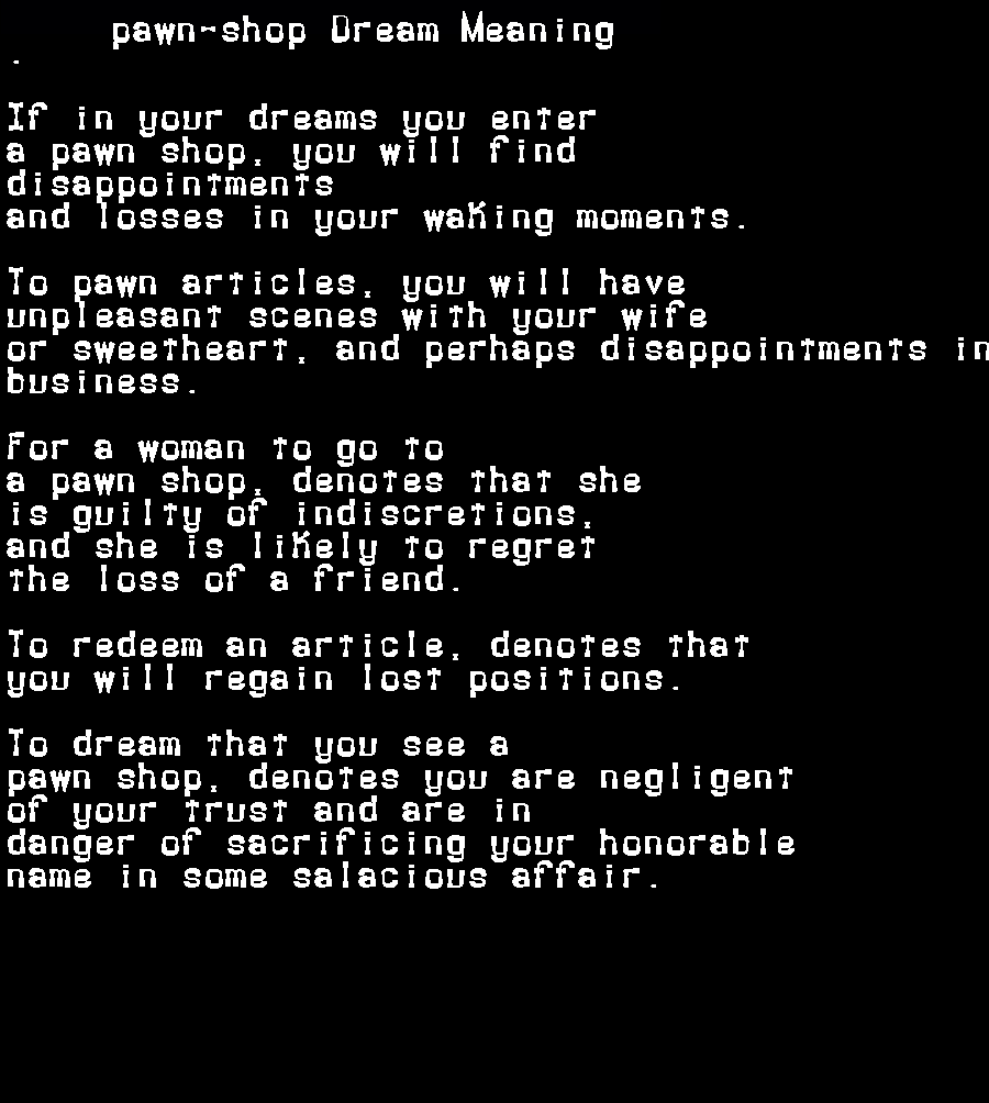 pawn-shop dream meaning