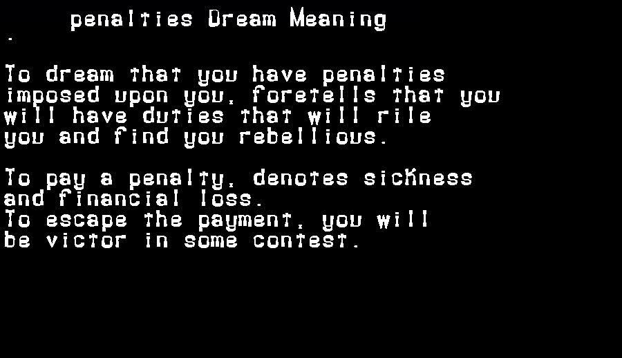 penalties dream meaning