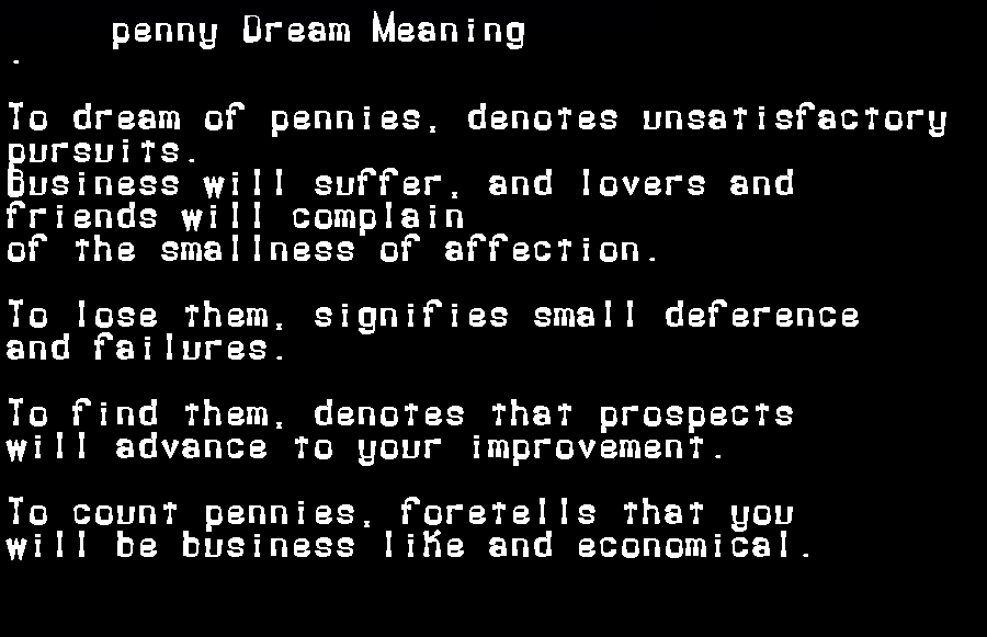penny dream meaning