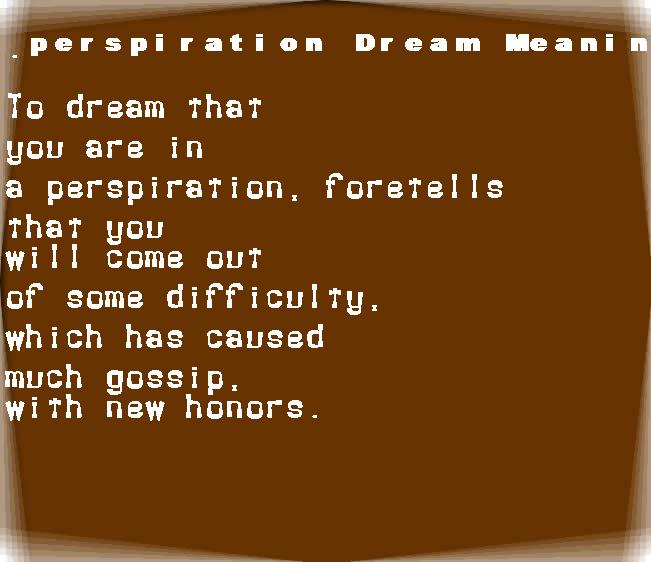 perspiration dream meaning