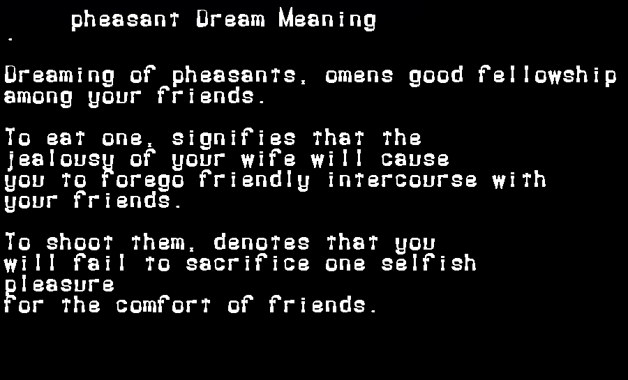 pheasant dream meaning