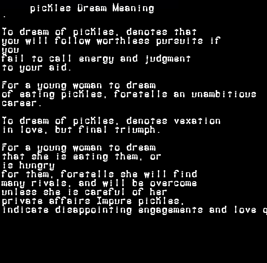 pickles dream meaning