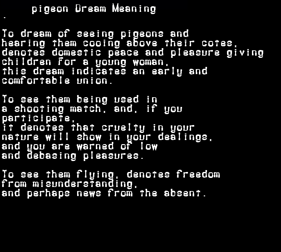 pigeon dream meaning