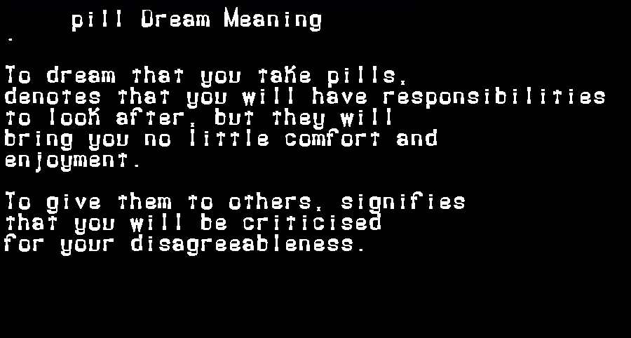 pill dream meaning