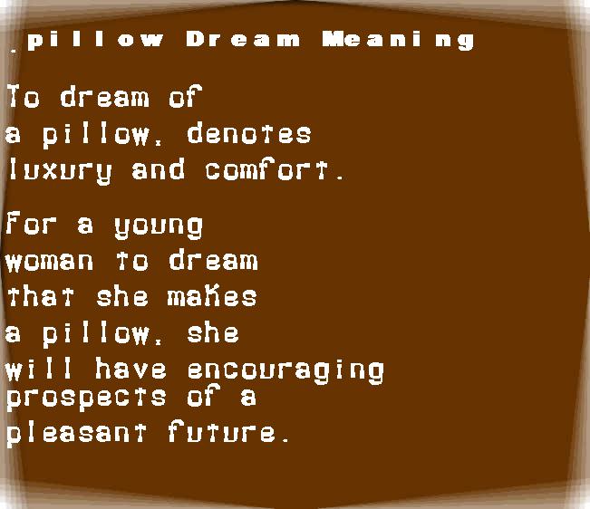 pillow dream meaning