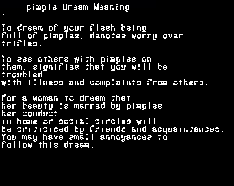 pimple dream meaning