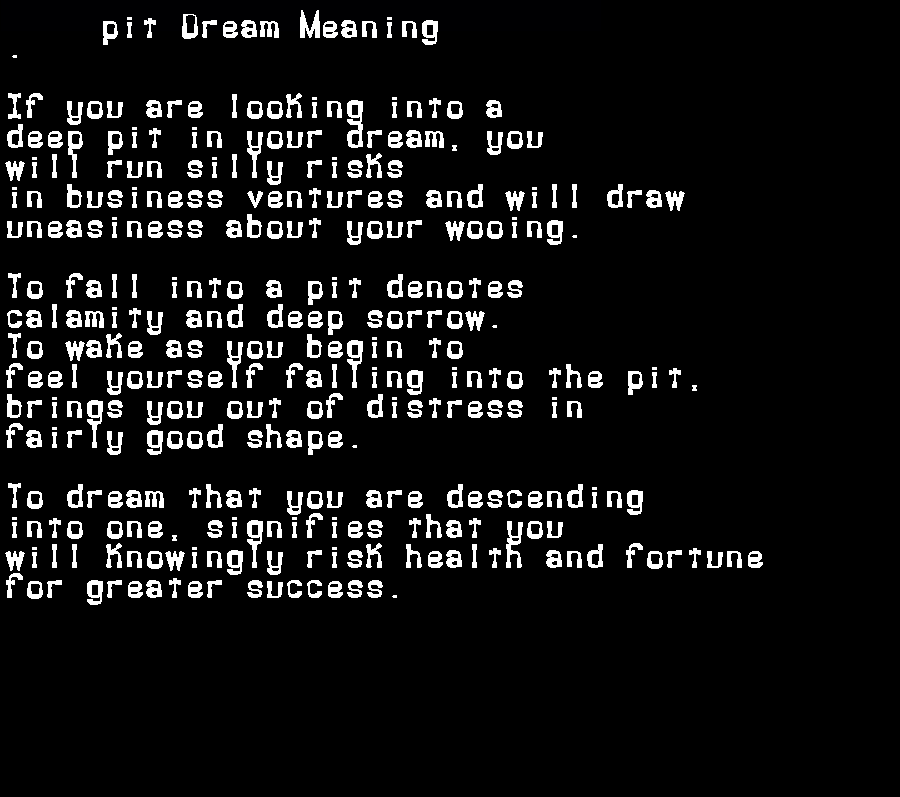 pit dream meaning