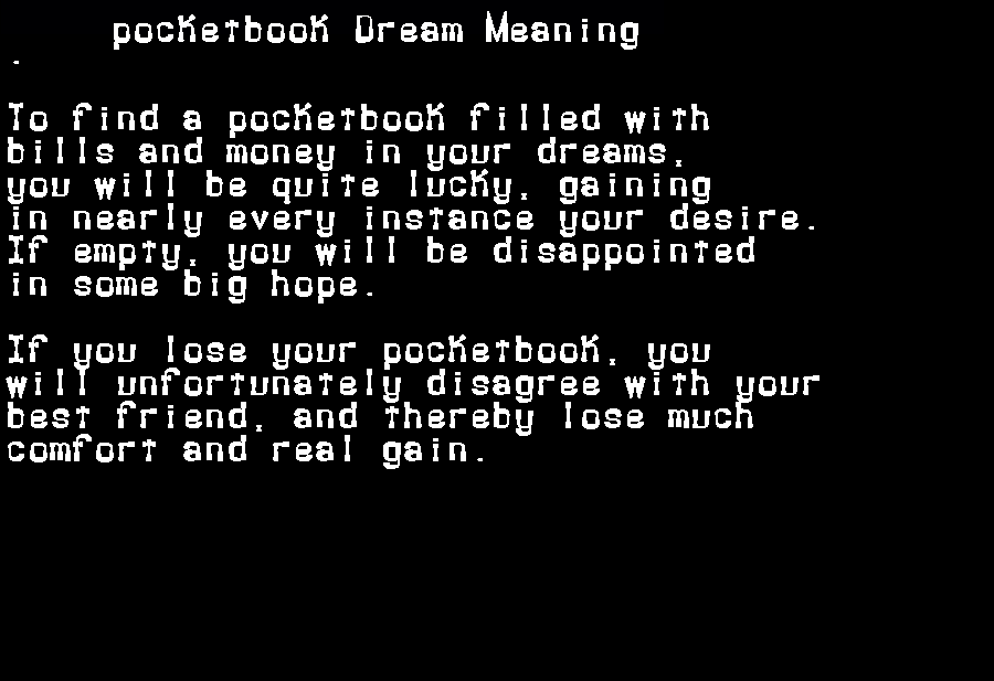 pocketbook dream meaning