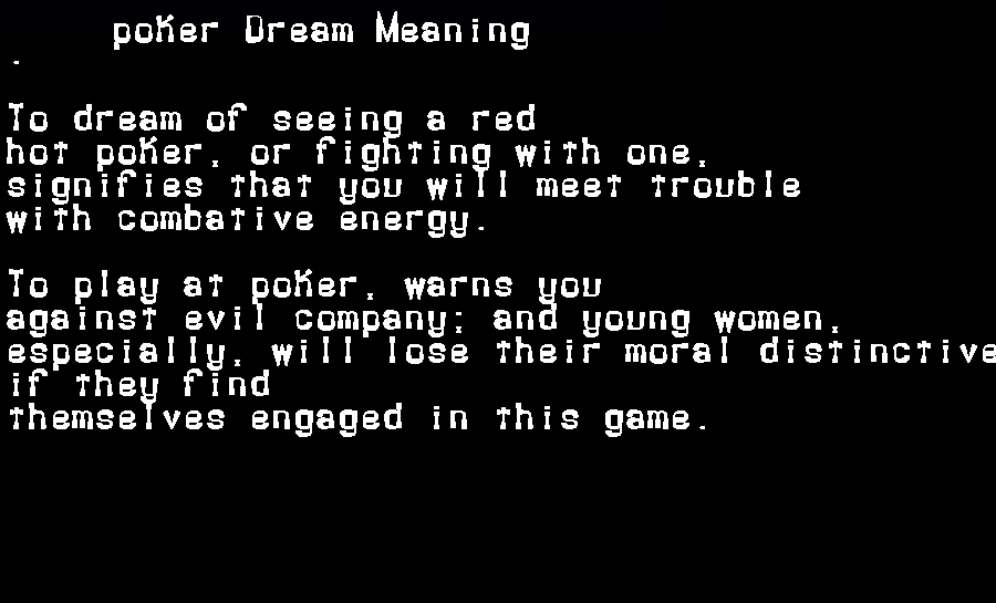 poker dream meaning