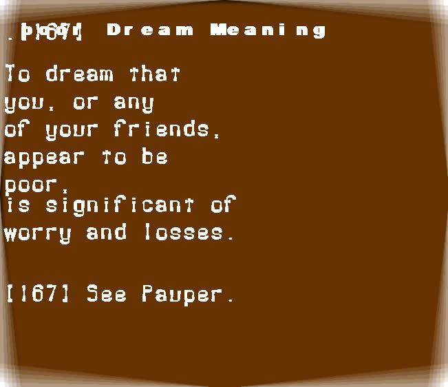 poor dream meaning
