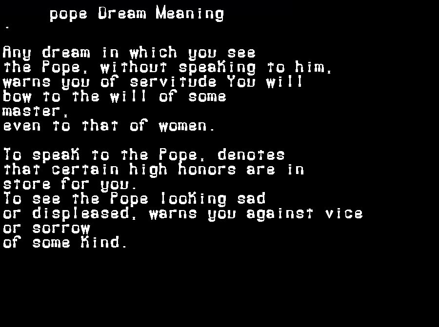 pope dream meaning