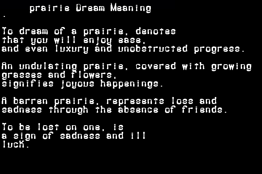 prairie dream meaning