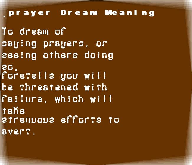 prayer dream meaning