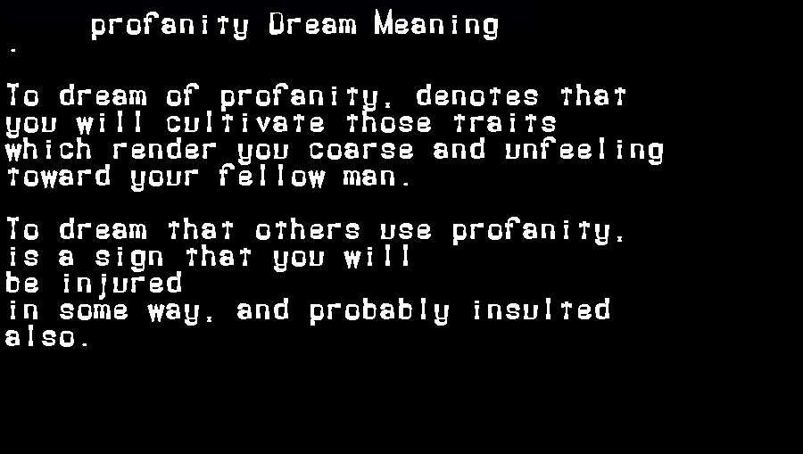 profanity dream meaning