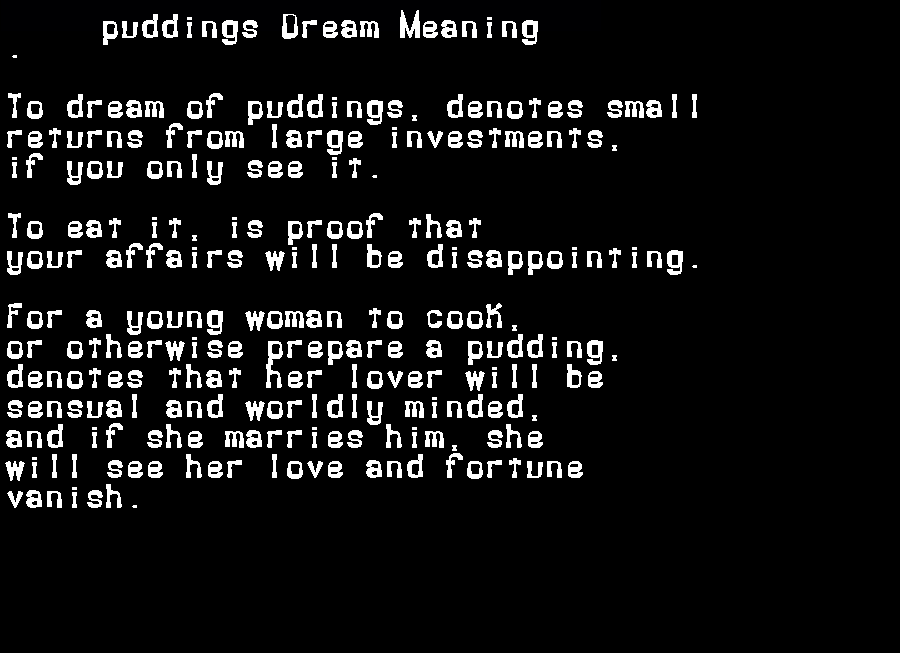 puddings dream meaning
