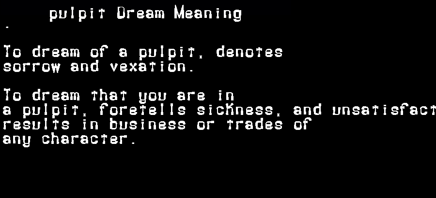 pulpit dream meaning