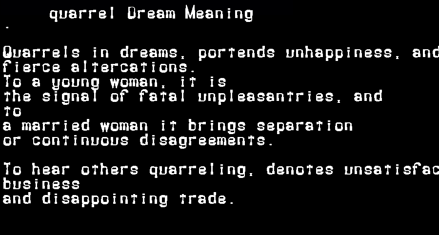 quarrel dream meaning