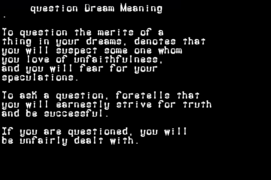 question dream meaning