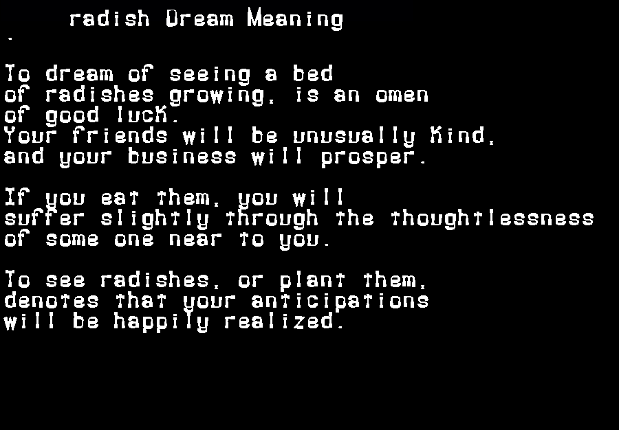 radish dream meaning