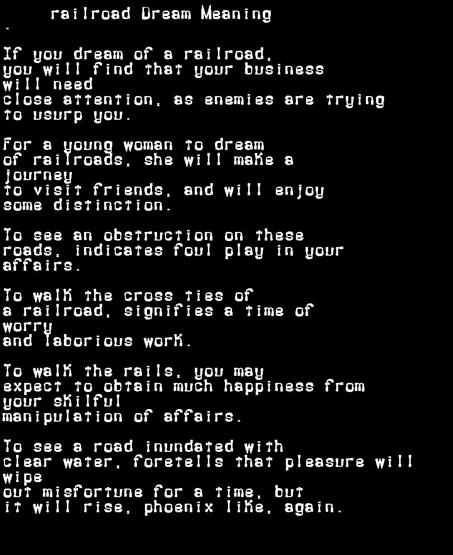 railroad dream meaning