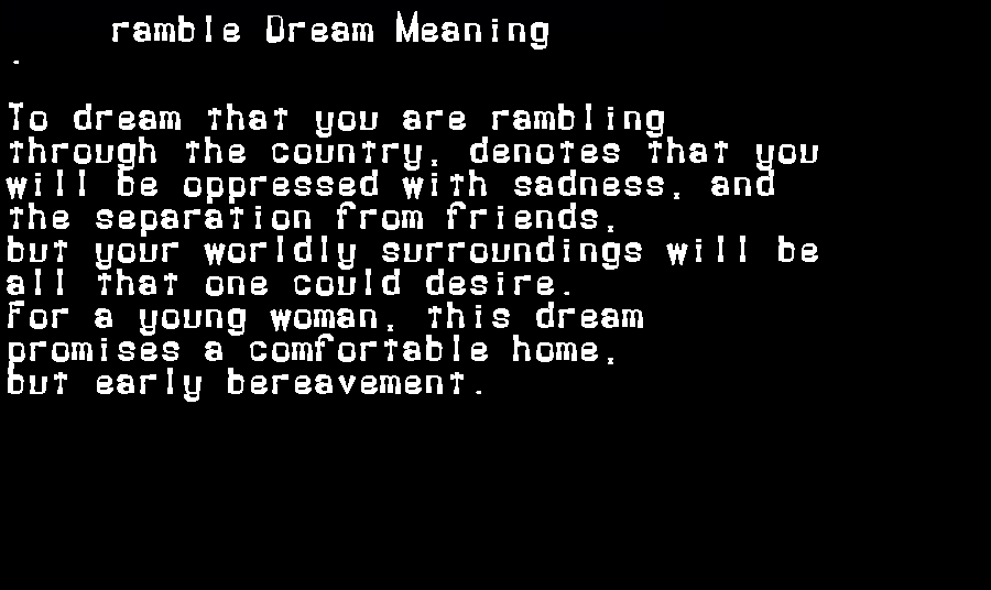 ramble dream meaning