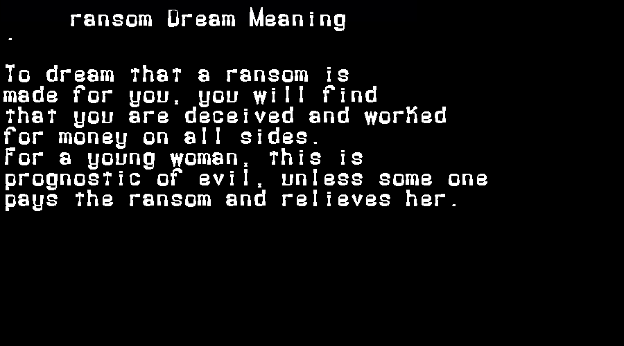 ransom dream meaning