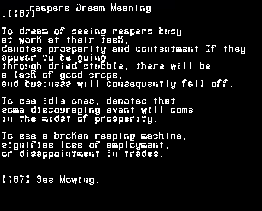 reapers dream meaning