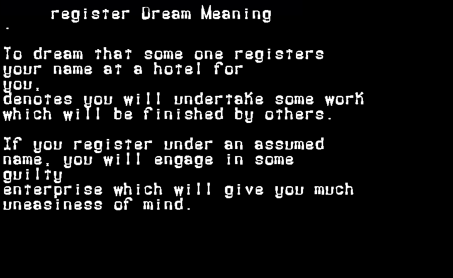 register dream meaning
