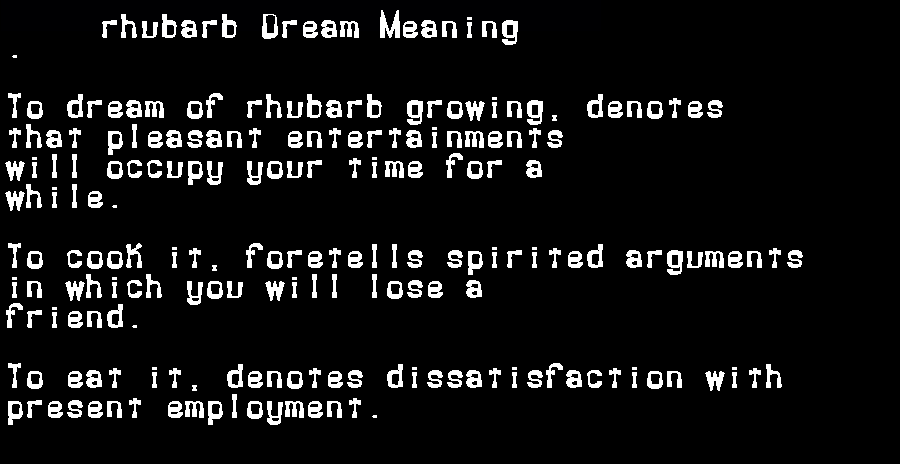 rhubarb dream meaning