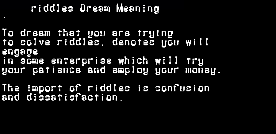 riddles dream meaning