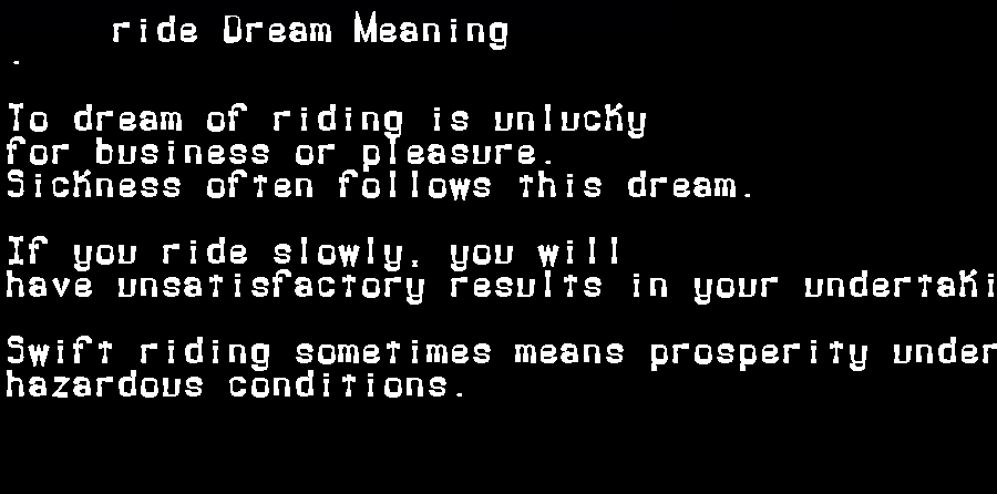 ride dream meaning
