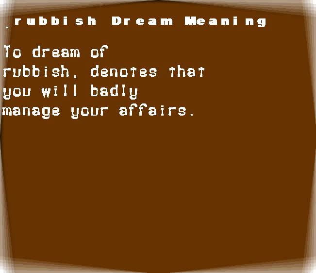 rubbish dream meaning