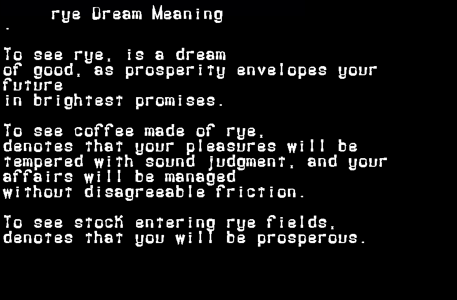 rye dream meaning