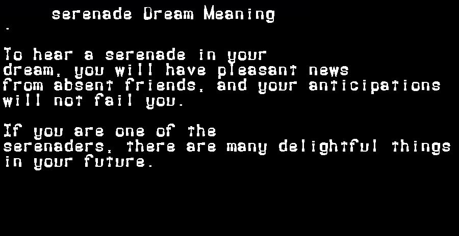 serenade dream meaning