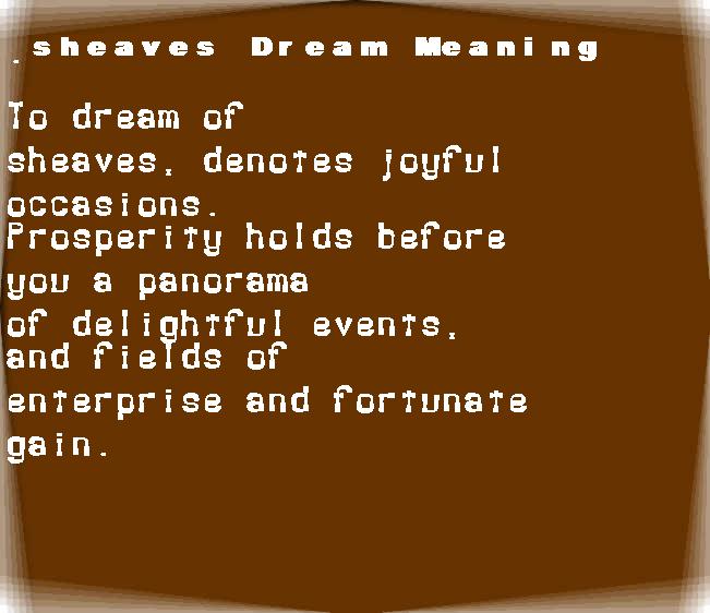 sheaves dream meaning