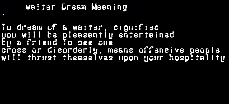 waiter dream meaning