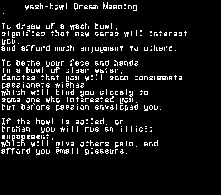 wash-bowl dream meaning